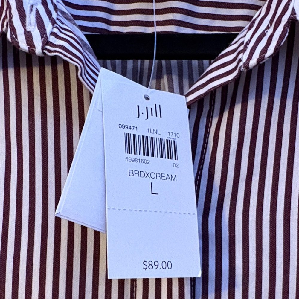 J. Jill Burgundy and Cream Striped Top - Picture 2 of 3
